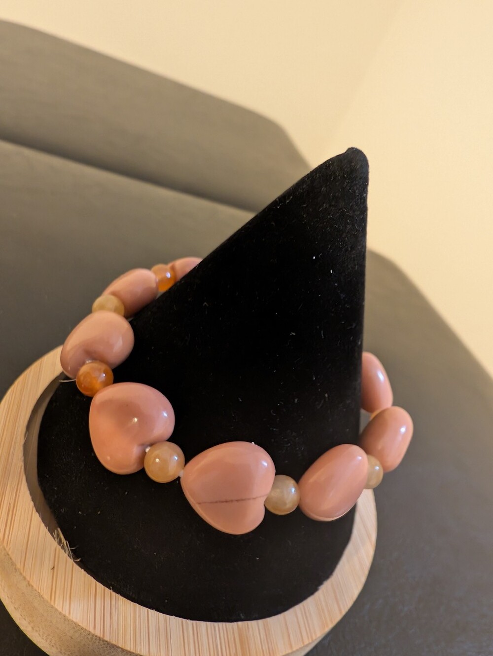 Pink Heart Bead Stretch Bracelet - Women's Jewelry